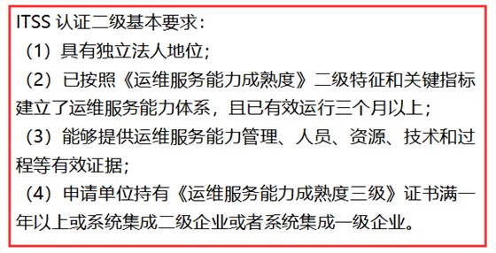 ITSS認(rèn)證二級4個基本條件，不滿足不能申報！