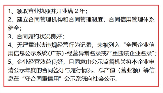 這些條件你都達(dá)不到，還想申報守合同重信用？別逗了！
