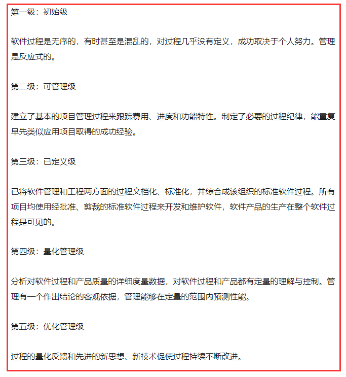 cmmi的五個級別其實(shí)很容易理解，為什么你還有疑惑？