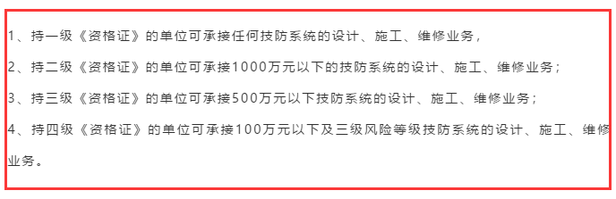 只持有安防資質(zhì)四級證書，可以承接1000萬的安防項目嗎？
